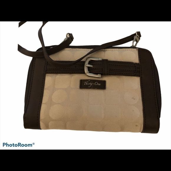 Thirty-one crossbody purse/wallet cream + brown - Picture 1 of 4